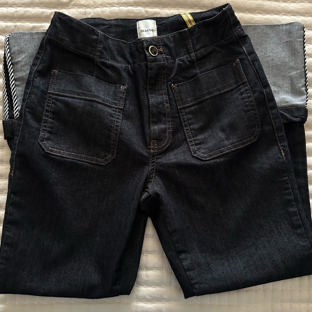 Maeve Dark Indigo Cropped Cuffed Jeans - Picture 9 of 12